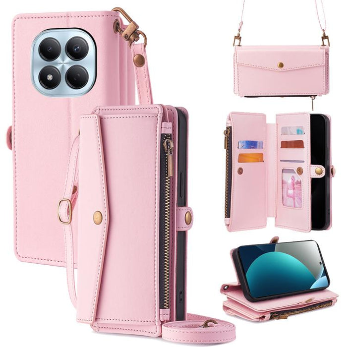 Cartera con cremallera, hebilla lateral, correa cruzada, funda de cuero para teléfono, For Redmi A7 Pro 171mm / Poco C85x 5G, For Redmi Turbo 5 Max 5G / Poco X8 Pro Max 5G, For Redmi Turbo 5 5G / Poco X8 Pro 5G, For Redmi K90 Pro Max 5G / Poco F8 Ultra...