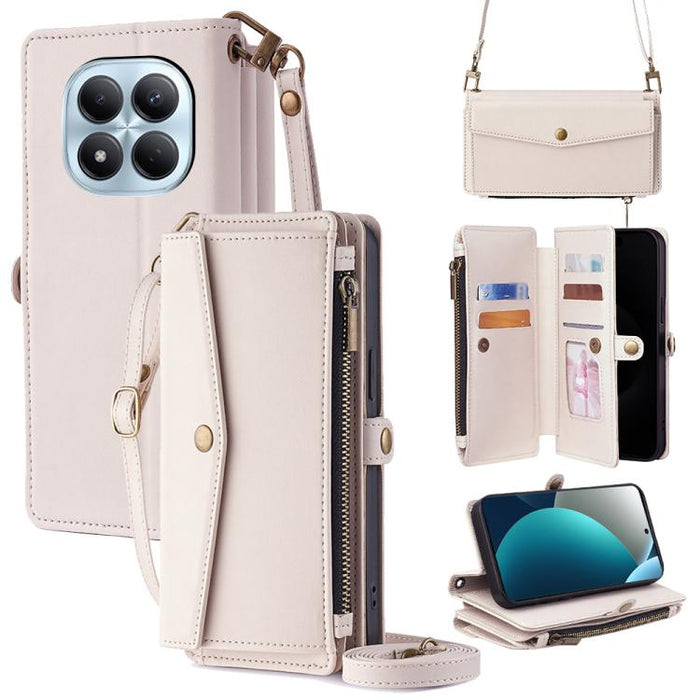 Cartera con cremallera, hebilla lateral, correa cruzada, funda de cuero para teléfono, For Redmi A7 Pro 171mm / Poco C85x 5G, For Redmi Turbo 5 Max 5G / Poco X8 Pro Max 5G, For Redmi Turbo 5 5G / Poco X8 Pro 5G, For Redmi K90 Pro Max 5G / Poco F8 Ultra...