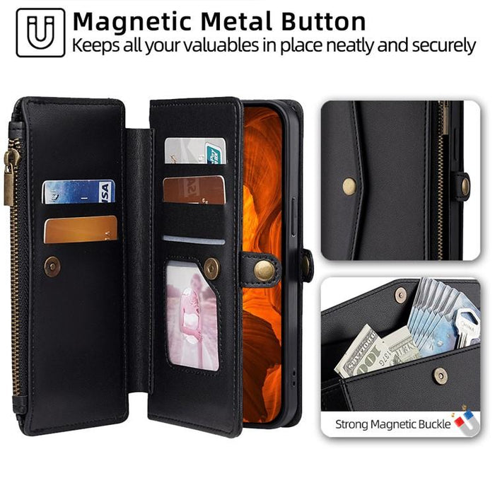 Cartera con cremallera, hebilla lateral, correa cruzada, funda de cuero para teléfono, For Redmi A7 Pro 171mm / Poco C85x 5G, For Redmi Turbo 5 Max 5G / Poco X8 Pro Max 5G, For Redmi Turbo 5 5G / Poco X8 Pro 5G, For Redmi K90 Pro Max 5G / Poco F8 Ultra...