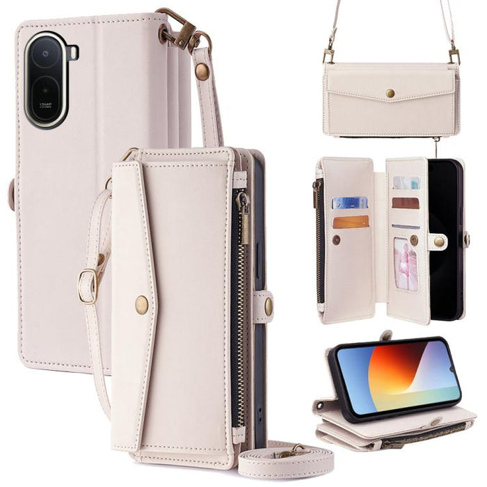 Cartera con cremallera, hebilla lateral, correa cruzada, funda de cuero para teléfono, For Redmi A7 Pro 171mm / Poco C85x 5G, For Redmi Turbo 5 Max 5G / Poco X8 Pro Max 5G, For Redmi Turbo 5 5G / Poco X8 Pro 5G, For Redmi K90 Pro Max 5G / Poco F8 Ultra...