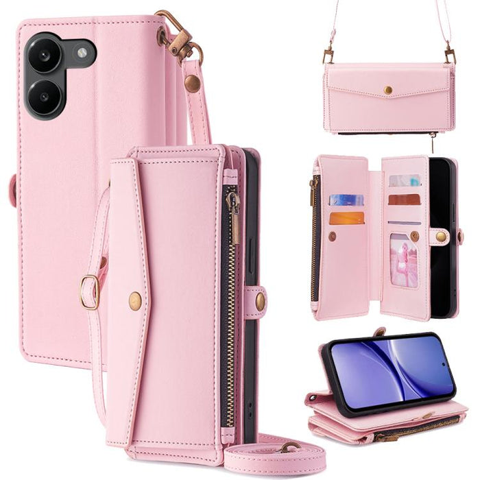 Cartera con cremallera, hebilla lateral, correa cruzada, funda de cuero para teléfono, For Redmi A7 Pro 171mm / Poco C85x 5G, For Redmi Turbo 5 Max 5G / Poco X8 Pro Max 5G, For Redmi Turbo 5 5G / Poco X8 Pro 5G, For Redmi K90 Pro Max 5G / Poco F8 Ultra...