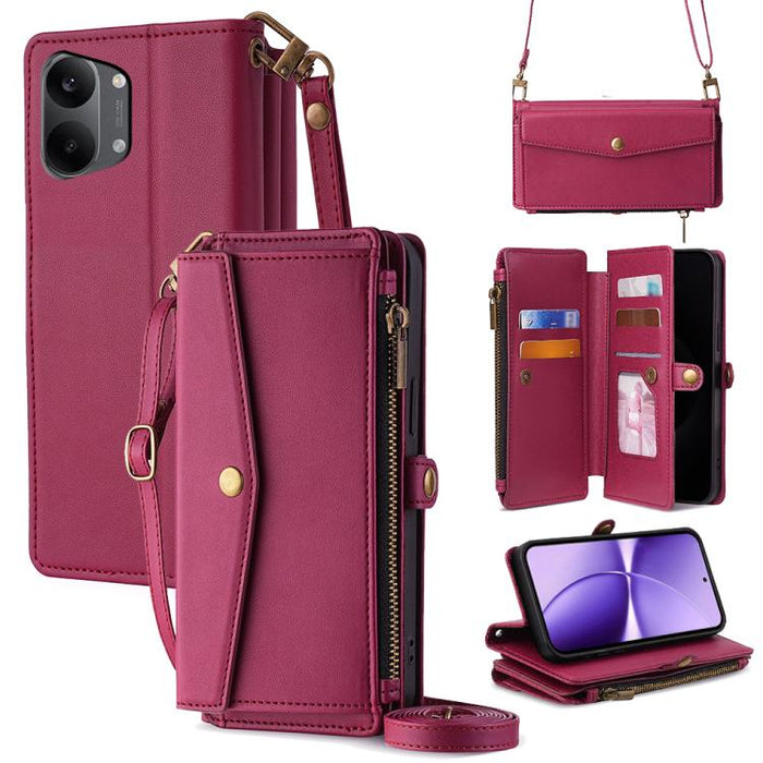 Cartera con cremallera, hebilla lateral, correa cruzada, funda de cuero para teléfono, For Redmi A7 Pro 171mm / Poco C85x 5G, For Redmi Turbo 5 Max 5G / Poco X8 Pro Max 5G, For Redmi Turbo 5 5G / Poco X8 Pro 5G, For Redmi K90 Pro Max 5G / Poco F8 Ultra...