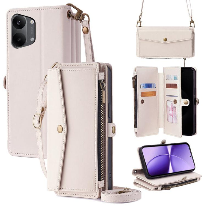 Cartera con cremallera, hebilla lateral, correa cruzada, funda de cuero para teléfono, For Redmi A7 Pro 171mm / Poco C85x 5G, For Redmi Turbo 5 Max 5G / Poco X8 Pro Max 5G, For Redmi Turbo 5 5G / Poco X8 Pro 5G, For Redmi K90 Pro Max 5G / Poco F8 Ultra...