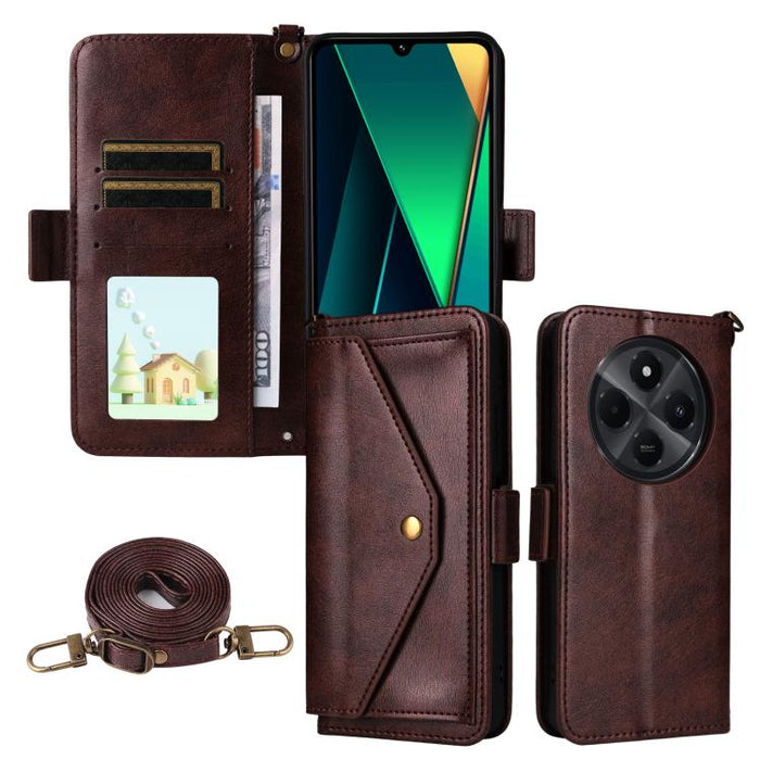 Funda para teléfono móvil de piel de vacuno con múltiples ranuras para tarjetas y diseño cruzado., For Redmi 15 5G Global / 15 4G SEA 169.5mm, For Redmi 15C 5G / 4G Global 171mm / Poco C85 4G, For Xiaomi 15T Pro 5G, For Xiaomi 15T 5G                   ...