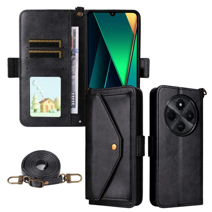 Funda para teléfono móvil de piel de vacuno con múltiples ranuras para tarjetas y diseño cruzado., For Redmi 15 5G Global / 15 4G SEA 169.5mm, For Redmi 15C 5G / 4G Global 171mm / Poco C85 4G, For Xiaomi 15T Pro 5G, For Xiaomi 15T 5G                   ...