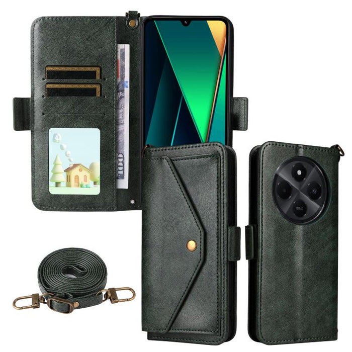 Funda para teléfono móvil de piel de vacuno con múltiples ranuras para tarjetas y diseño cruzado., For Redmi 15 5G Global / 15 4G SEA 169.5mm, For Redmi 15C 5G / 4G Global 171mm / Poco C85 4G, For Xiaomi 15T Pro 5G, For Xiaomi 15T 5G                   ...