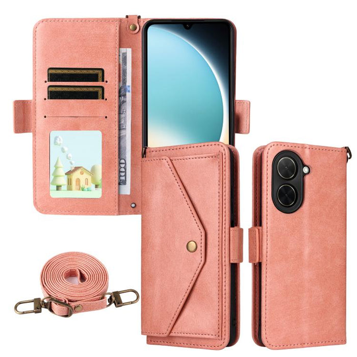 Funda para teléfono móvil de piel de vacuno con múltiples ranuras para tarjetas y diseño cruzado., For Redmi 15 5G Global / 15 4G SEA 169.5mm, For Redmi 15C 5G / 4G Global 171mm / Poco C85 4G, For Xiaomi 15T Pro 5G, For Xiaomi 15T 5G                   ...