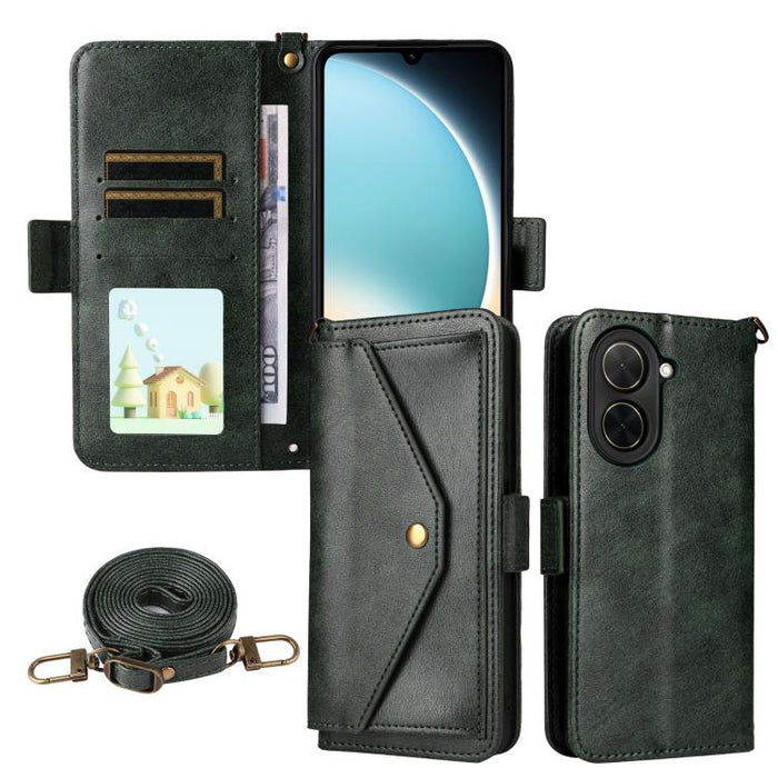 Funda para teléfono móvil de piel de vacuno con múltiples ranuras para tarjetas y diseño cruzado., For Redmi 15 5G Global / 15 4G SEA 169.5mm, For Redmi 15C 5G / 4G Global 171mm / Poco C85 4G, For Xiaomi 15T Pro 5G, For Xiaomi 15T 5G                   ...