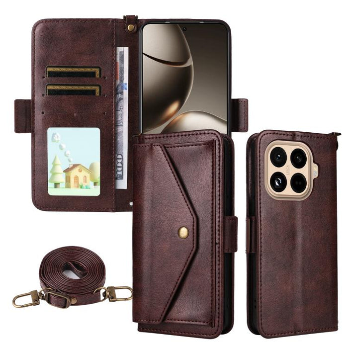 Funda para teléfono móvil de piel de vacuno con múltiples ranuras para tarjetas y diseño cruzado., For Redmi 15 5G Global / 15 4G SEA 169.5mm, For Redmi 15C 5G / 4G Global 171mm / Poco C85 4G, For Xiaomi 15T Pro 5G, For Xiaomi 15T 5G                   ...