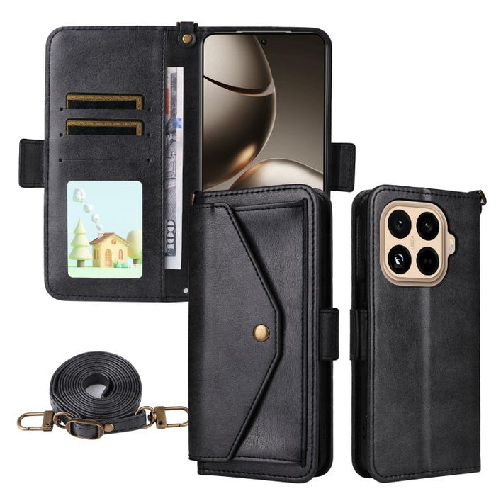 Funda para teléfono móvil de piel de vacuno con múltiples ranuras para tarjetas y diseño cruzado., For Redmi 15 5G Global / 15 4G SEA 169.5mm, For Redmi 15C 5G / 4G Global 171mm / Poco C85 4G, For Xiaomi 15T Pro 5G, For Xiaomi 15T 5G                   ...