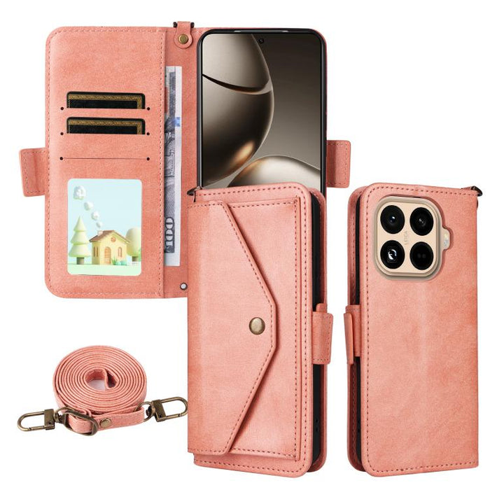 Funda para teléfono móvil de piel de vacuno con múltiples ranuras para tarjetas y diseño cruzado., For Redmi 15 5G Global / 15 4G SEA 169.5mm, For Redmi 15C 5G / 4G Global 171mm / Poco C85 4G, For Xiaomi 15T Pro 5G, For Xiaomi 15T 5G                   ...