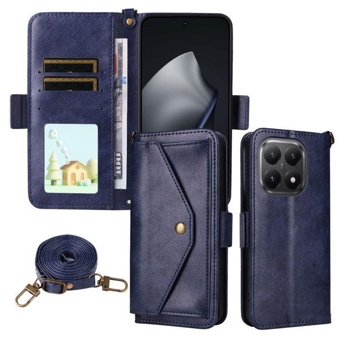 Funda para teléfono móvil de piel de vacuno con múltiples ranuras para tarjetas y diseño cruzado., For Redmi 15 5G Global / 15 4G SEA 169.5mm, For Redmi 15C 5G / 4G Global 171mm / Poco C85 4G, For Xiaomi 15T Pro 5G, For Xiaomi 15T 5G                   ...