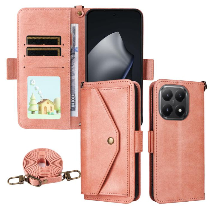 Funda para teléfono móvil de piel de vacuno con múltiples ranuras para tarjetas y diseño cruzado., For Redmi 15 5G Global / 15 4G SEA 169.5mm, For Redmi 15C 5G / 4G Global 171mm / Poco C85 4G, For Xiaomi 15T Pro 5G, For Xiaomi 15T 5G                   ...