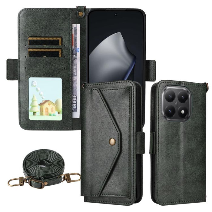 Funda para teléfono móvil de piel de vacuno con múltiples ranuras para tarjetas y diseño cruzado., For Redmi 15 5G Global / 15 4G SEA 169.5mm, For Redmi 15C 5G / 4G Global 171mm / Poco C85 4G, For Xiaomi 15T Pro 5G, For Xiaomi 15T 5G                   ...