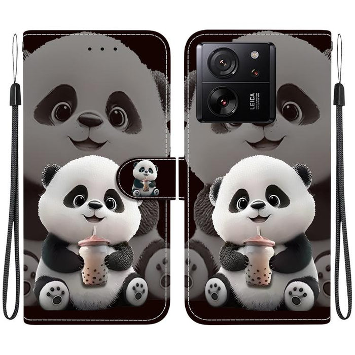 Funda para teléfono de cuero con textura de cristal y dibujo de colores, For Xiaomi 13T / 13T Pro / Redmi K60 Ultra