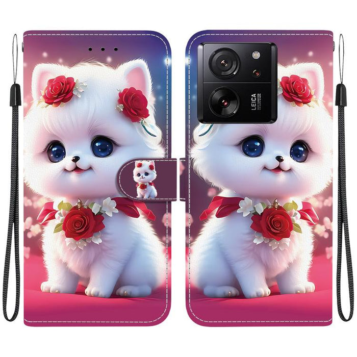 Funda para teléfono de cuero con textura de cristal y dibujo de colores, For Xiaomi 13T / 13T Pro / Redmi K60 Ultra