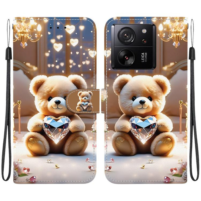 Funda para teléfono de cuero con textura de cristal y dibujo de colores, For Xiaomi 13T / 13T Pro / Redmi K60 Ultra