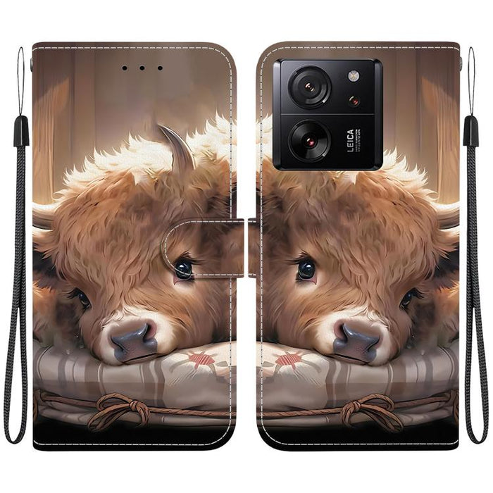 Funda para teléfono de cuero con textura de cristal y dibujo de colores, For Xiaomi 13T / 13T Pro / Redmi K60 Ultra