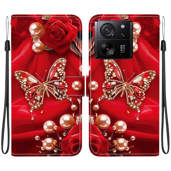 Funda para teléfono de cuero con textura de cristal y dibujo de colores, For Xiaomi 13T / 13T Pro / Redmi K60 Ultra