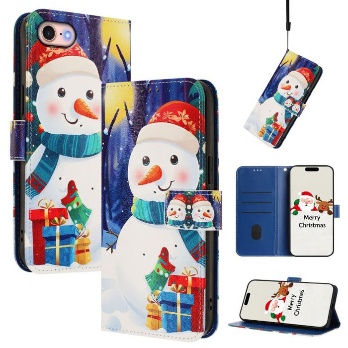 Christmas Series Buckle Leather Phone Case with Hand Strap, For iPhone 14 Pro Max, For iPhone SE 2022 / SE 2020 / 8 / 7, For iPhone 13 Pro Max, For iPhone 13 Pro, For iPhone 13 mini, For iPhone 12 Pro / 12, For iPhone 12 Pro Max, For iPhone 12 mini    ...