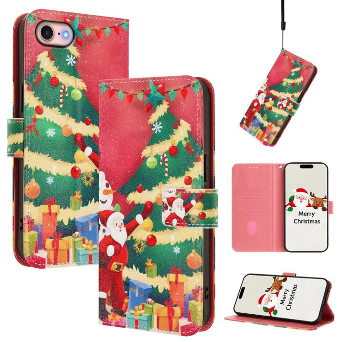 Christmas Series Buckle Leather Phone Case with Hand Strap, For iPhone 14 Pro Max, For iPhone SE 2022 / SE 2020 / 8 / 7, For iPhone 13 Pro Max, For iPhone 13 Pro, For iPhone 13 mini, For iPhone 12 Pro / 12, For iPhone 12 Pro Max, For iPhone 12 mini    ...