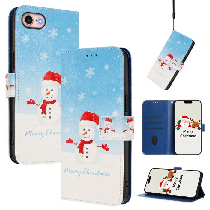 Christmas Series Buckle Leather Phone Case with Hand Strap, For iPhone 14 Pro Max, For iPhone SE 2022 / SE 2020 / 8 / 7, For iPhone 13 Pro Max, For iPhone 13 Pro, For iPhone 13 mini, For iPhone 12 Pro / 12, For iPhone 12 Pro Max, For iPhone 12 mini    ...