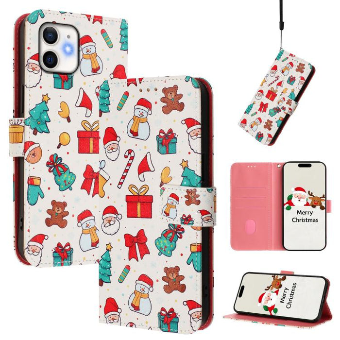 Christmas Series Buckle Leather Phone Case with Hand Strap, For iPhone 14 Pro Max, For iPhone SE 2022 / SE 2020 / 8 / 7, For iPhone 13 Pro Max, For iPhone 13 Pro, For iPhone 13 mini, For iPhone 12 Pro / 12, For iPhone 12 Pro Max, For iPhone 12 mini    ...