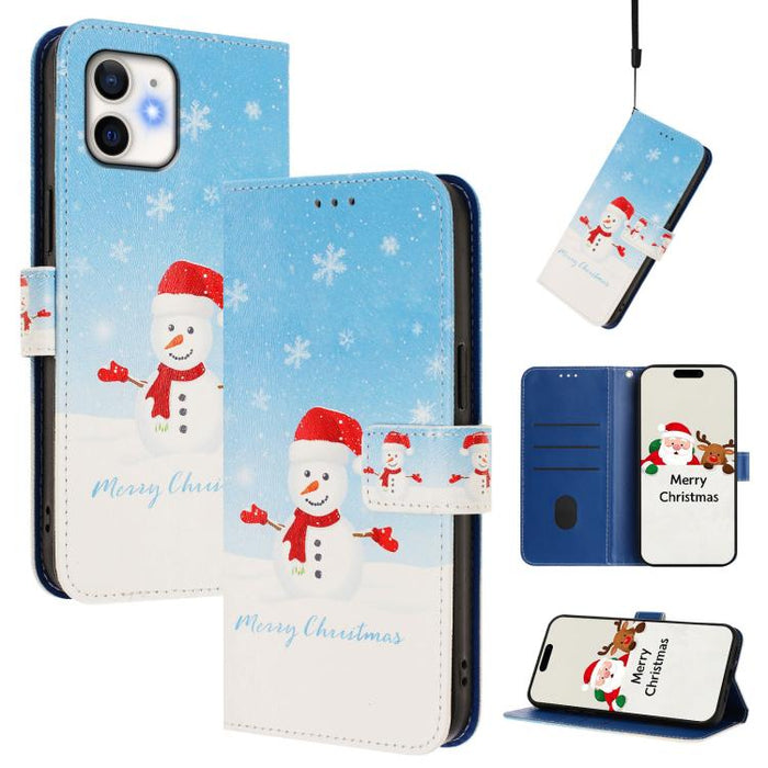 Christmas Series Buckle Leather Phone Case with Hand Strap, For iPhone 14 Pro Max, For iPhone SE 2022 / SE 2020 / 8 / 7, For iPhone 13 Pro Max, For iPhone 13 Pro, For iPhone 13 mini, For iPhone 12 Pro / 12, For iPhone 12 Pro Max, For iPhone 12 mini    ...
