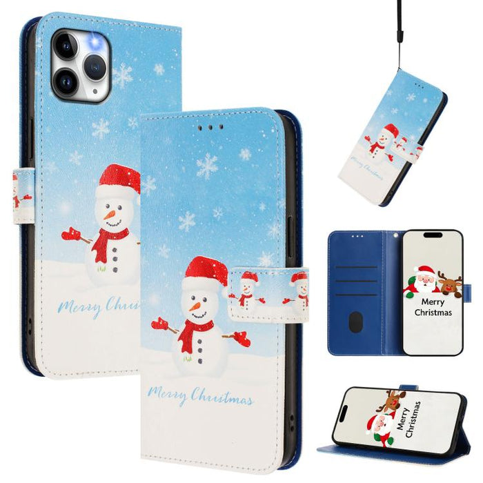 Christmas Series Buckle Leather Phone Case with Hand Strap, For iPhone 14 Pro Max, For iPhone SE 2022 / SE 2020 / 8 / 7, For iPhone 13 Pro Max, For iPhone 13 Pro, For iPhone 13 mini, For iPhone 12 Pro / 12, For iPhone 12 Pro Max, For iPhone 12 mini    ...
