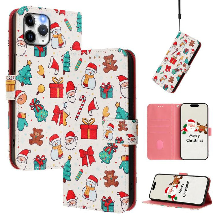 Christmas Series Buckle Leather Phone Case with Hand Strap, For iPhone 14 Pro Max, For iPhone SE 2022 / SE 2020 / 8 / 7, For iPhone 13 Pro Max, For iPhone 13 Pro, For iPhone 13 mini, For iPhone 12 Pro / 12, For iPhone 12 Pro Max, For iPhone 12 mini    ...