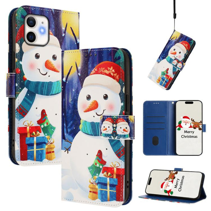 Christmas Series Buckle Leather Phone Case with Hand Strap, For iPhone 14 Pro Max, For iPhone SE 2022 / SE 2020 / 8 / 7, For iPhone 13 Pro Max, For iPhone 13 Pro, For iPhone 13 mini, For iPhone 12 Pro / 12, For iPhone 12 Pro Max, For iPhone 12 mini    ...