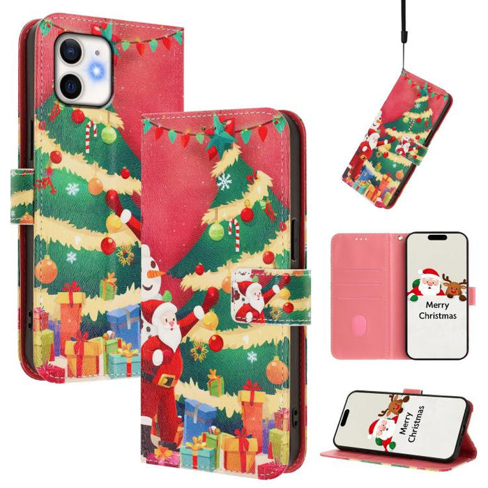 Christmas Series Buckle Leather Phone Case with Hand Strap, For iPhone 14 Pro Max, For iPhone SE 2022 / SE 2020 / 8 / 7, For iPhone 13 Pro Max, For iPhone 13 Pro, For iPhone 13 mini, For iPhone 12 Pro / 12, For iPhone 12 Pro Max, For iPhone 12 mini    ...
