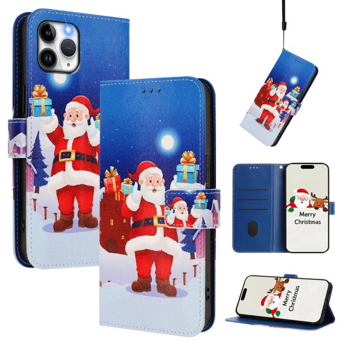 Christmas Series Buckle Leather Phone Case with Hand Strap, For iPhone 14 Pro Max, For iPhone SE 2022 / SE 2020 / 8 / 7, For iPhone 13 Pro Max, For iPhone 13 Pro, For iPhone 13 mini, For iPhone 12 Pro / 12, For iPhone 12 Pro Max, For iPhone 12 mini    ...