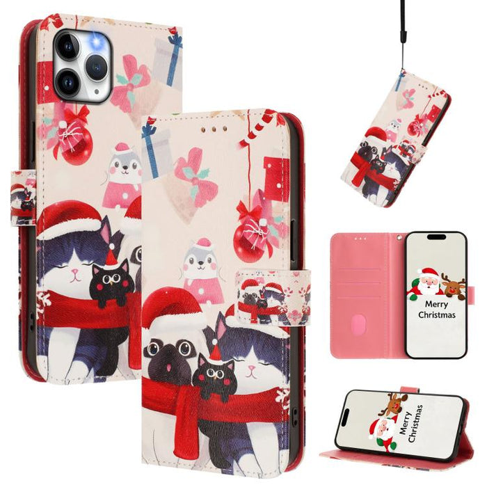 Christmas Series Buckle Leather Phone Case with Hand Strap, For iPhone 14 Pro Max, For iPhone SE 2022 / SE 2020 / 8 / 7, For iPhone 13 Pro Max, For iPhone 13 Pro, For iPhone 13 mini, For iPhone 12 Pro / 12, For iPhone 12 Pro Max, For iPhone 12 mini    ...