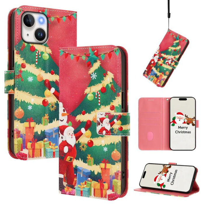 Christmas Series Buckle Leather Phone Case with Hand Strap, For iPhone 14 Pro Max, For iPhone SE 2022 / SE 2020 / 8 / 7, For iPhone 13 Pro Max, For iPhone 13 Pro, For iPhone 13 mini, For iPhone 12 Pro / 12, For iPhone 12 Pro Max, For iPhone 12 mini    ...