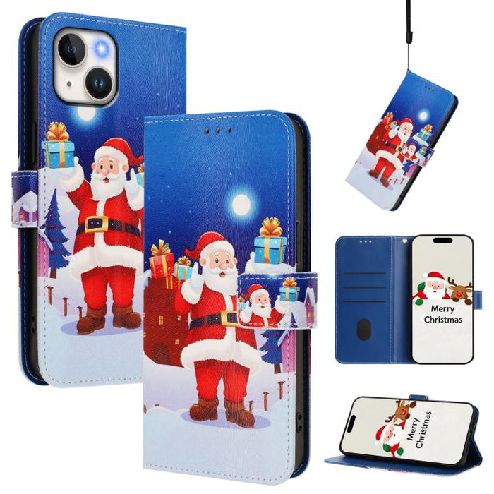 Christmas Series Buckle Leather Phone Case with Hand Strap, For iPhone 14 Pro Max, For iPhone SE 2022 / SE 2020 / 8 / 7, For iPhone 13 Pro Max, For iPhone 13 Pro, For iPhone 13 mini, For iPhone 12 Pro / 12, For iPhone 12 Pro Max, For iPhone 12 mini    ...