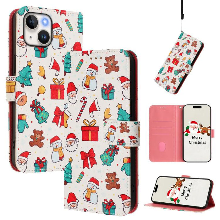 Christmas Series Buckle Leather Phone Case with Hand Strap, For iPhone 14 Pro Max, For iPhone SE 2022 / SE 2020 / 8 / 7, For iPhone 13 Pro Max, For iPhone 13 Pro, For iPhone 13 mini, For iPhone 12 Pro / 12, For iPhone 12 Pro Max, For iPhone 12 mini    ...