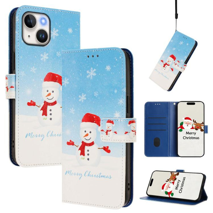 Christmas Series Buckle Leather Phone Case with Hand Strap, For iPhone 14 Pro Max, For iPhone SE 2022 / SE 2020 / 8 / 7, For iPhone 13 Pro Max, For iPhone 13 Pro, For iPhone 13 mini, For iPhone 12 Pro / 12, For iPhone 12 Pro Max, For iPhone 12 mini    ...