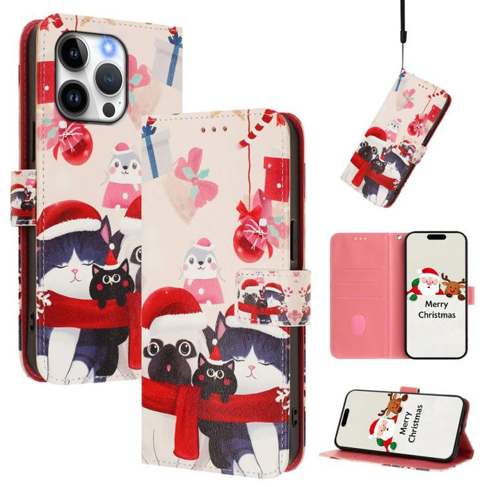Christmas Series Buckle Leather Phone Case with Hand Strap, For iPhone 14 Pro Max, For iPhone SE 2022 / SE 2020 / 8 / 7, For iPhone 13 Pro Max, For iPhone 13 Pro, For iPhone 13 mini, For iPhone 12 Pro / 12, For iPhone 12 Pro Max, For iPhone 12 mini    ...