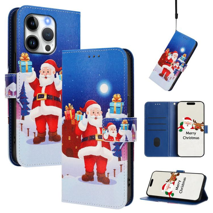 Christmas Series Buckle Leather Phone Case with Hand Strap, For iPhone 14 Pro Max, For iPhone SE 2022 / SE 2020 / 8 / 7, For iPhone 13 Pro Max, For iPhone 13 Pro, For iPhone 13 mini, For iPhone 12 Pro / 12, For iPhone 12 Pro Max, For iPhone 12 mini    ...