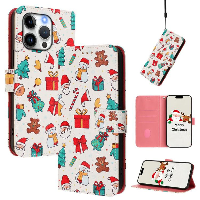 Christmas Series Buckle Leather Phone Case with Hand Strap, For iPhone 14 Pro Max, For iPhone SE 2022 / SE 2020 / 8 / 7, For iPhone 13 Pro Max, For iPhone 13 Pro, For iPhone 13 mini, For iPhone 12 Pro / 12, For iPhone 12 Pro Max, For iPhone 12 mini    ...
