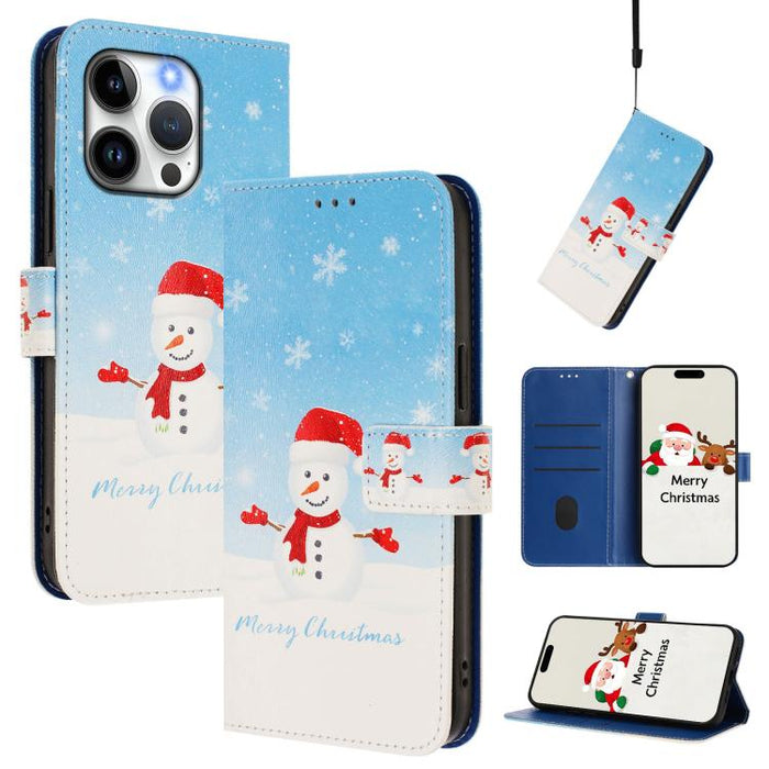 Christmas Series Buckle Leather Phone Case with Hand Strap, For iPhone 14 Pro Max, For iPhone SE 2022 / SE 2020 / 8 / 7, For iPhone 13 Pro Max, For iPhone 13 Pro, For iPhone 13 mini, For iPhone 12 Pro / 12, For iPhone 12 Pro Max, For iPhone 12 mini    ...