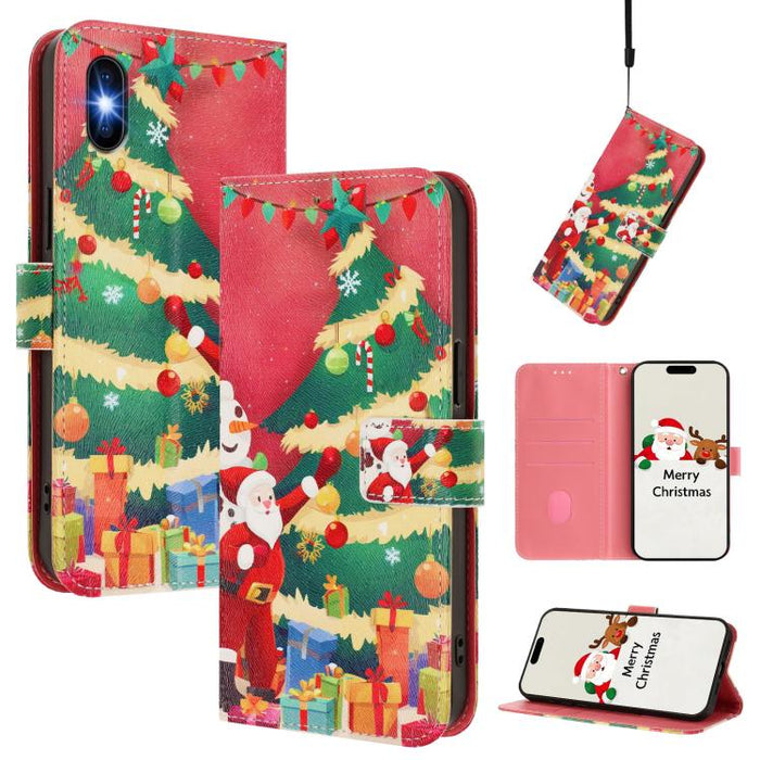 Christmas Series Buckle Leather Phone Case with Hand Strap, For iPhone 14 Pro Max, For iPhone SE 2022 / SE 2020 / 8 / 7, For iPhone 13 Pro Max, For iPhone 13 Pro, For iPhone 13 mini, For iPhone 12 Pro / 12, For iPhone 12 Pro Max, For iPhone 12 mini    ...