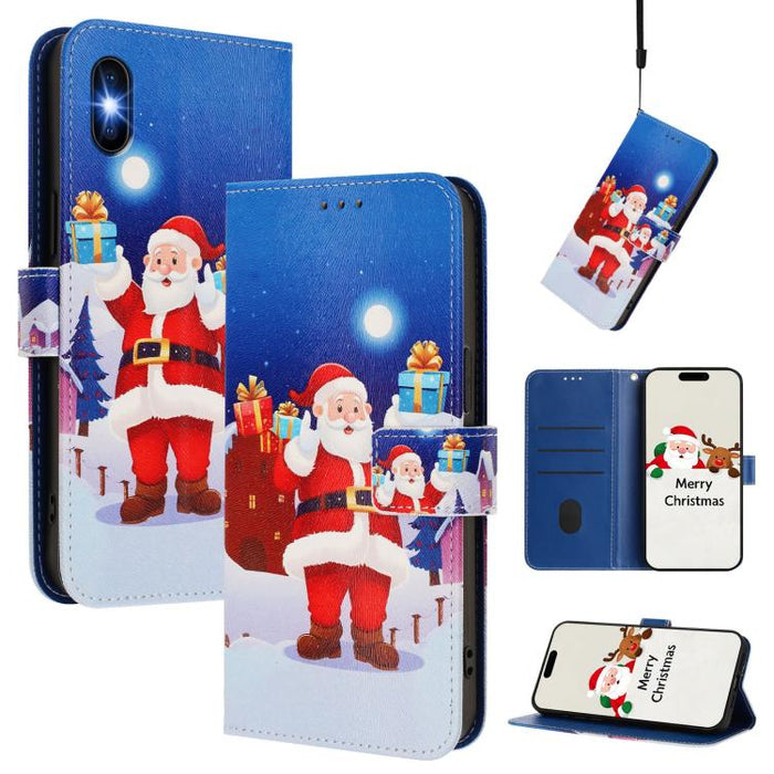Christmas Series Buckle Leather Phone Case with Hand Strap, For iPhone 14 Pro Max, For iPhone SE 2022 / SE 2020 / 8 / 7, For iPhone 13 Pro Max, For iPhone 13 Pro, For iPhone 13 mini, For iPhone 12 Pro / 12, For iPhone 12 Pro Max, For iPhone 12 mini    ...