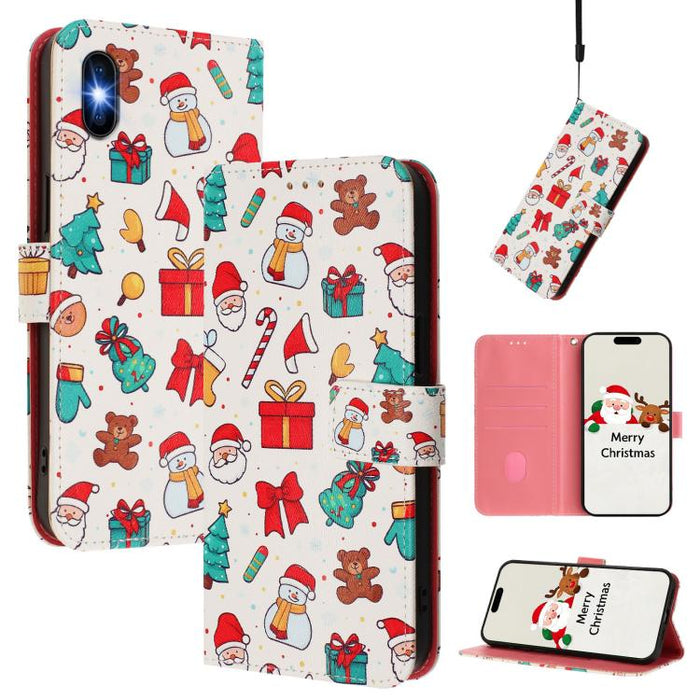 Christmas Series Buckle Leather Phone Case with Hand Strap, For iPhone 14 Pro Max, For iPhone SE 2022 / SE 2020 / 8 / 7, For iPhone 13 Pro Max, For iPhone 13 Pro, For iPhone 13 mini, For iPhone 12 Pro / 12, For iPhone 12 Pro Max, For iPhone 12 mini    ...