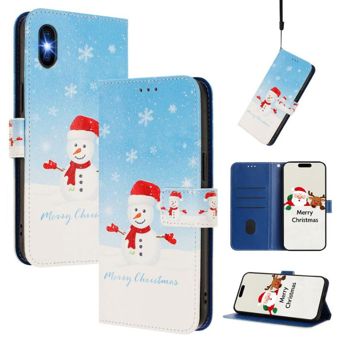Christmas Series Buckle Leather Phone Case with Hand Strap, For iPhone 14 Pro Max, For iPhone SE 2022 / SE 2020 / 8 / 7, For iPhone 13 Pro Max, For iPhone 13 Pro, For iPhone 13 mini, For iPhone 12 Pro / 12, For iPhone 12 Pro Max, For iPhone 12 mini    ...