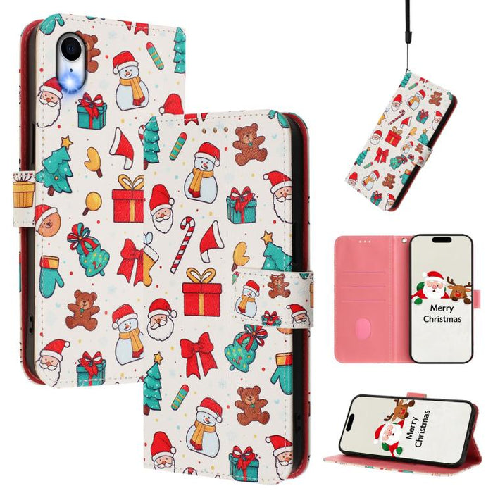 Christmas Series Buckle Leather Phone Case with Hand Strap, For iPhone 14 Pro Max, For iPhone SE 2022 / SE 2020 / 8 / 7, For iPhone 13 Pro Max, For iPhone 13 Pro, For iPhone 13 mini, For iPhone 12 Pro / 12, For iPhone 12 Pro Max, For iPhone 12 mini    ...