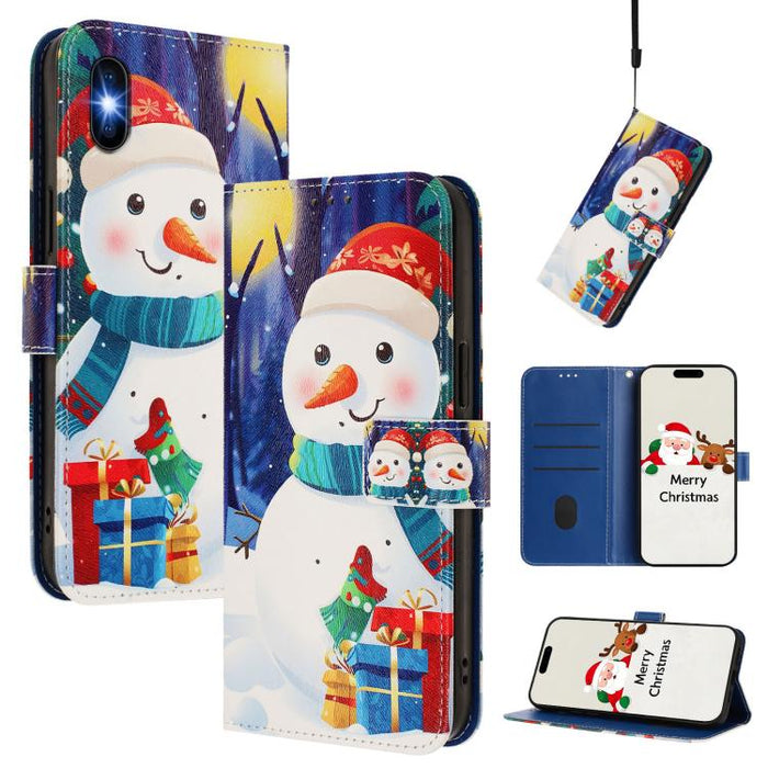 Christmas Series Buckle Leather Phone Case with Hand Strap, For iPhone 14 Pro Max, For iPhone SE 2022 / SE 2020 / 8 / 7, For iPhone 13 Pro Max, For iPhone 13 Pro, For iPhone 13 mini, For iPhone 12 Pro / 12, For iPhone 12 Pro Max, For iPhone 12 mini    ...