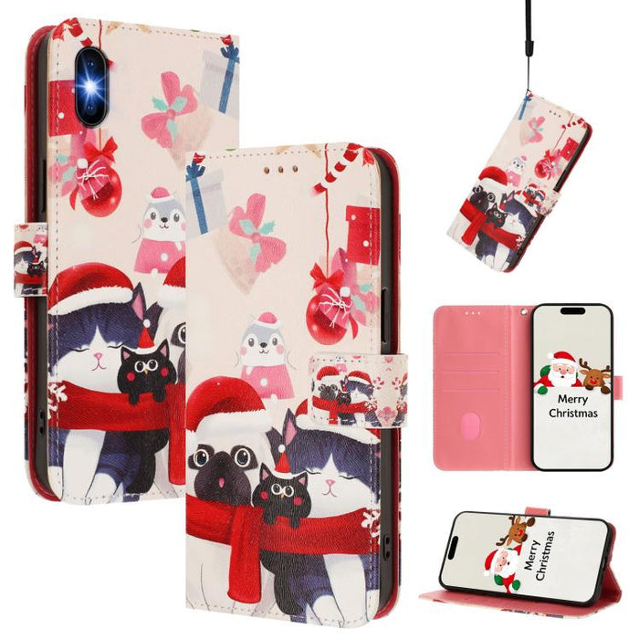 Christmas Series Buckle Leather Phone Case with Hand Strap, For iPhone 14 Pro Max, For iPhone SE 2022 / SE 2020 / 8 / 7, For iPhone 13 Pro Max, For iPhone 13 Pro, For iPhone 13 mini, For iPhone 12 Pro / 12, For iPhone 12 Pro Max, For iPhone 12 mini    ...