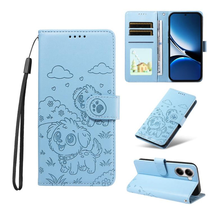 Funda de cuero para teléfono con bloqueo RFID y diseño de perro y corazón en relieve, For Redmi Note 14 4G 164.84mm, For Redmi Note 14 Pro+ 5G / 14 Pro 4G, For Redmi Turbo 4 5G / Poco X7 Pro 5G, For Redmi Note 14 5G / Poco M7 Pro 5G                    ...